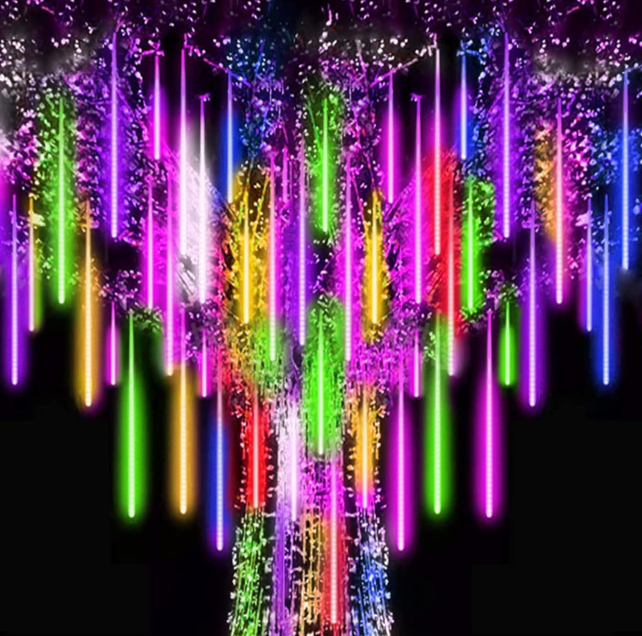 Christmas LED Meteor Shower Rain Light, 80cm 8 Tubes SMD LED Snow Fall Lighting Snow Lights Cascading Icicle String Light for Christmas New Year Night Lighting Garden Tree Home Decor, Multicolor