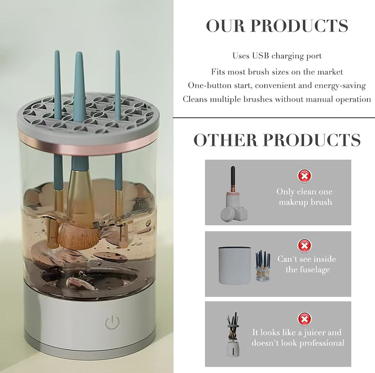 MBeauty
Magic Make Up Cleaner Brush Cleaner,USB Rechargeable Automatic Deep Cosmetic Cleaning Device