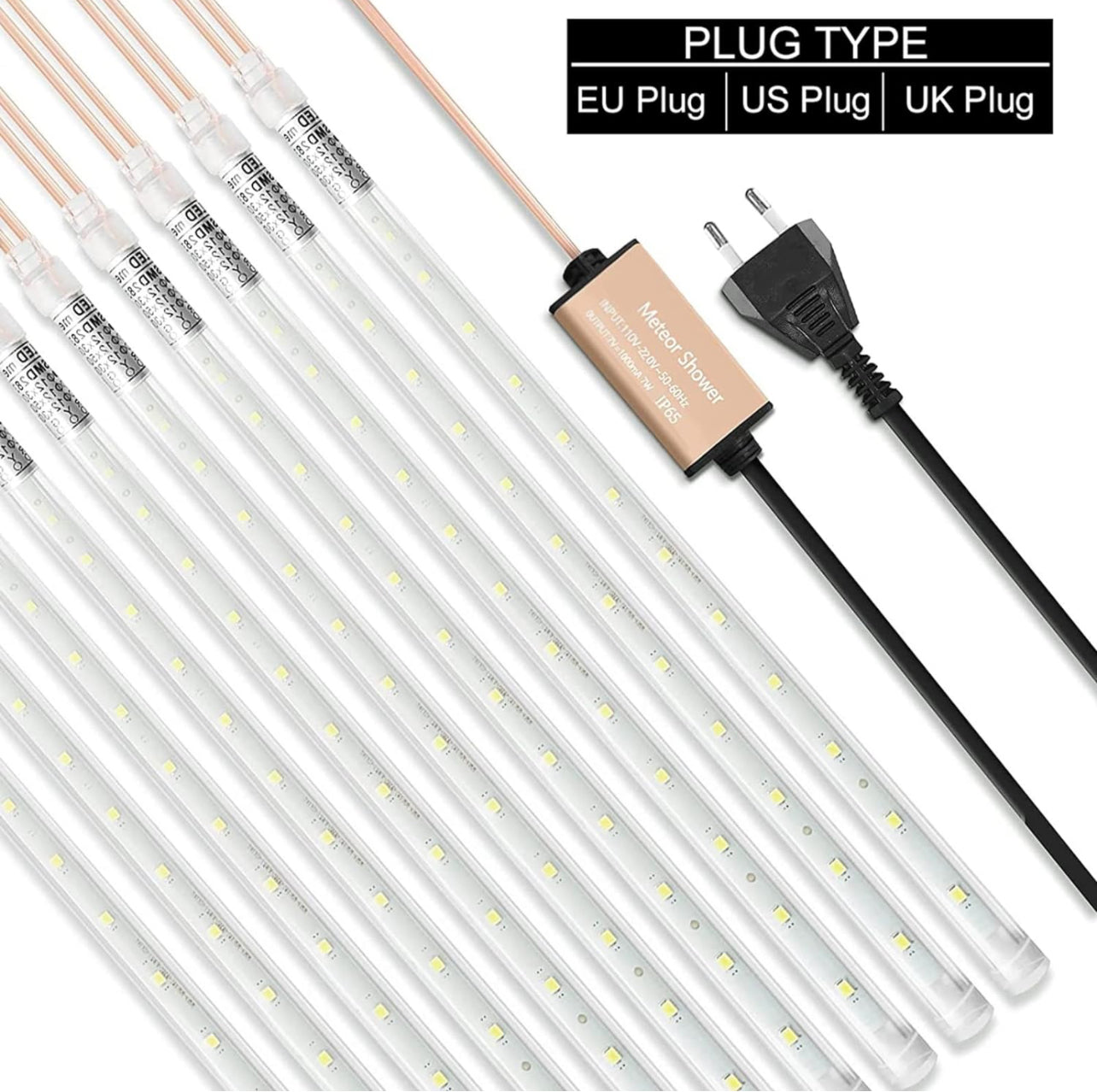 Christmas LED Meteor Shower Rain Light, 80cm 8 Tubes SMD LED Snow Fall Lighting Snow Lights Cascading Icicle String Light for Christmas New Year Night Lighting Garden Tree Home Decor, Multicolor