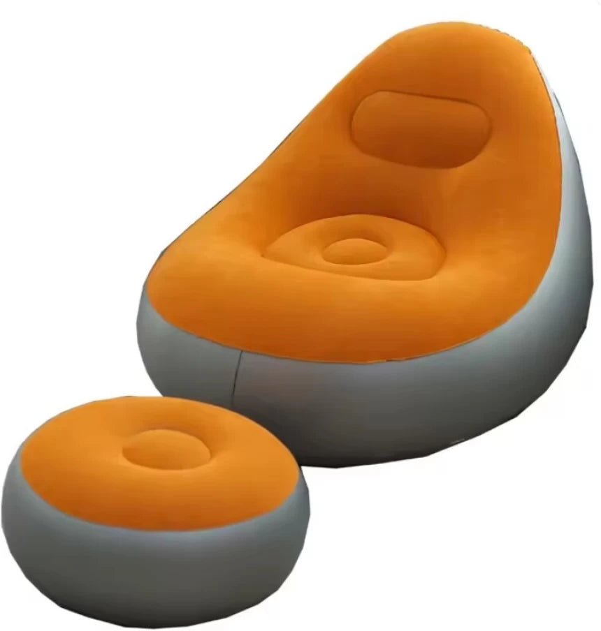 MHome Inflatable Lounge Chair for Adults with Foot Stool – Folding Portable Lazy Sofa