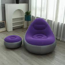 MHome Inflatable Lounge Chair for Adults with Foot Stool – Folding Portable Lazy Sofa