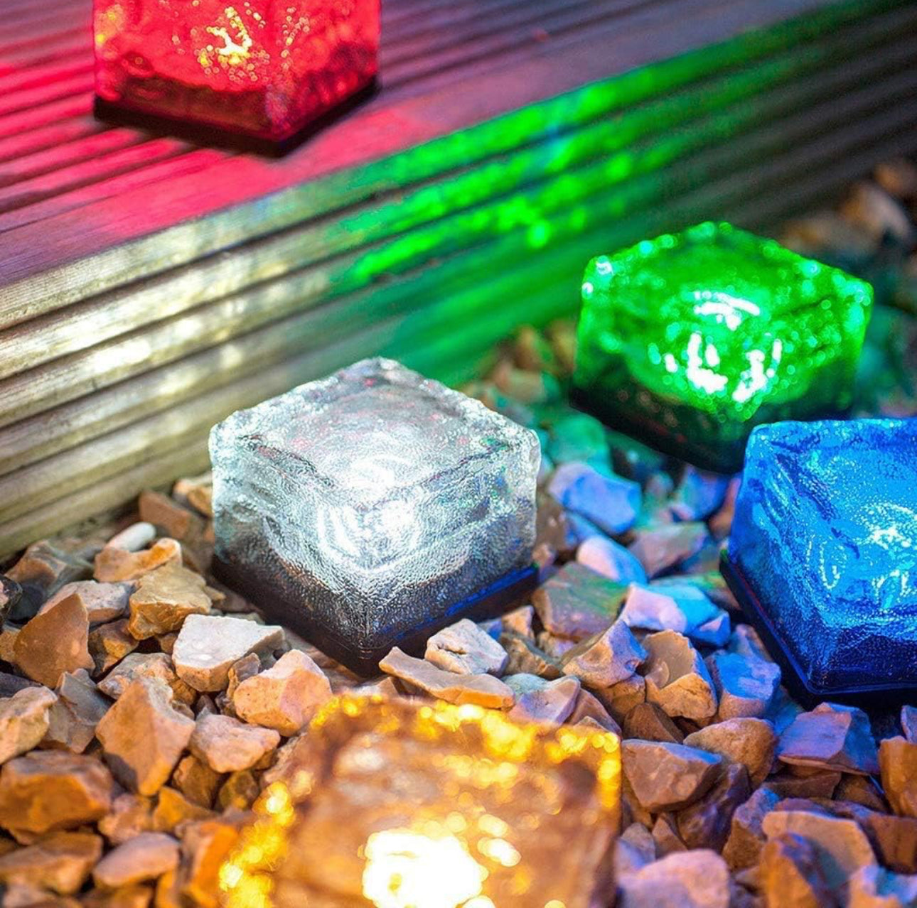 Solar Brick Lights - 6 Pack Solar Ice Cube Lights IP65-Waterproof Brick Light 4-LED Outdoor Brick Decor in Garden