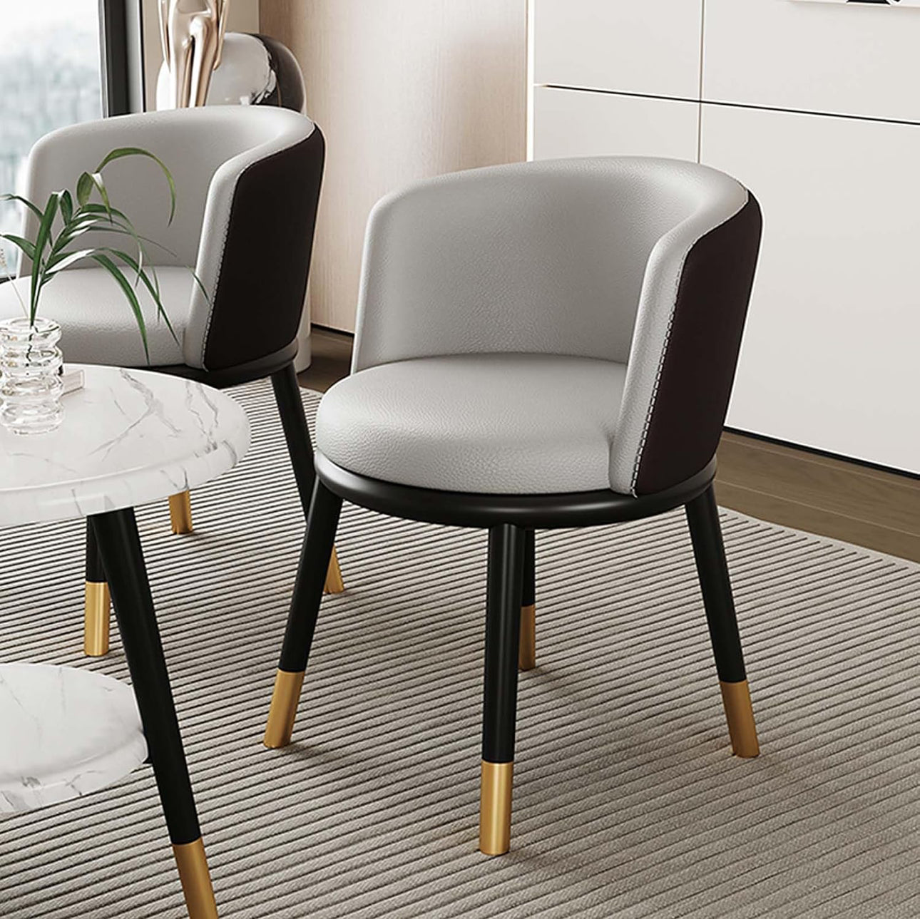 MFurn Dining Chairs Set of 2, PU Leather High Back Dining Room Kitchen Side Chair ForHome/Living Room/Bedroom/Office-Various Colours Available