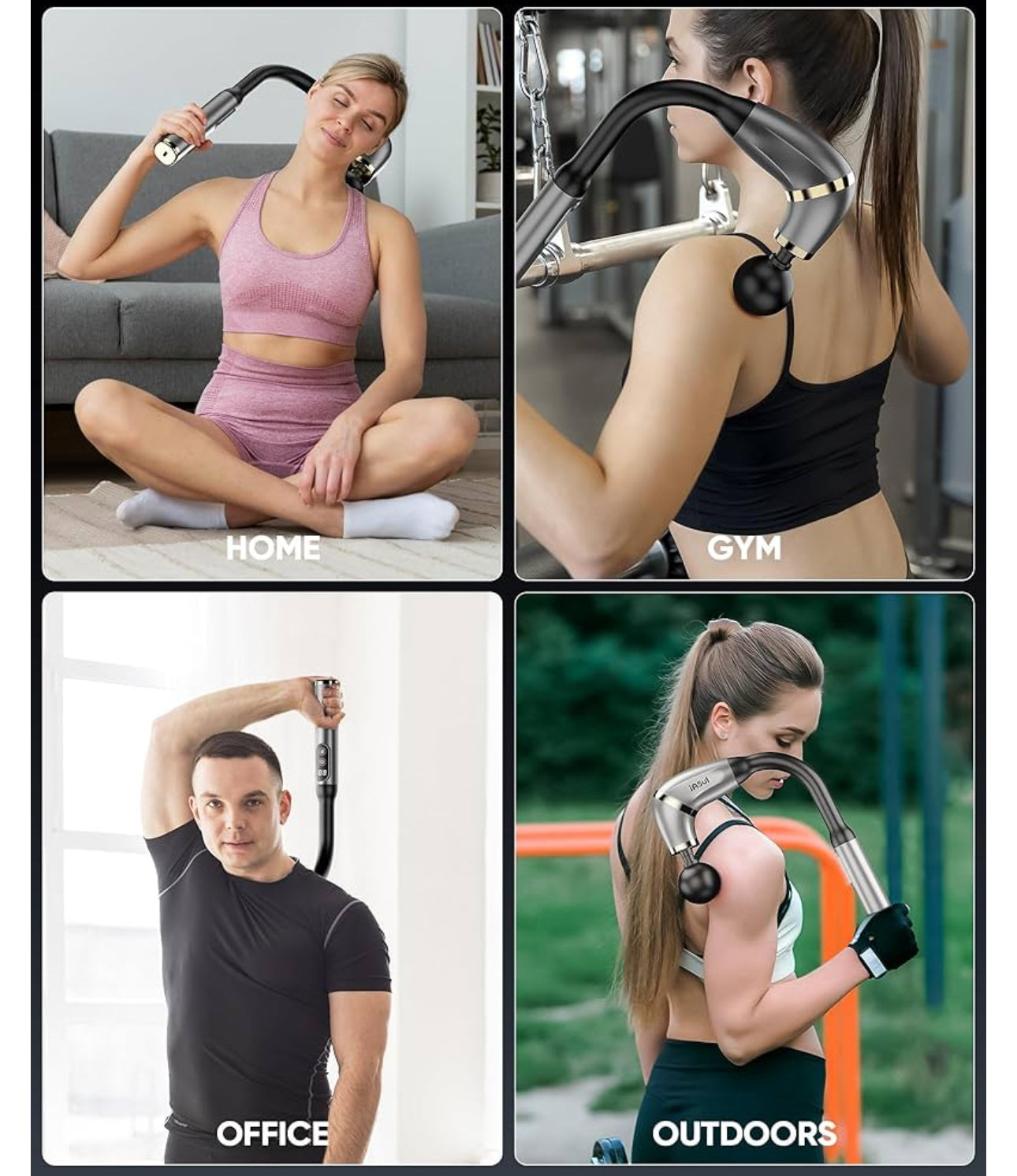 Massage Gun U-Shaped For Full Body Workout 4 Massage Heads