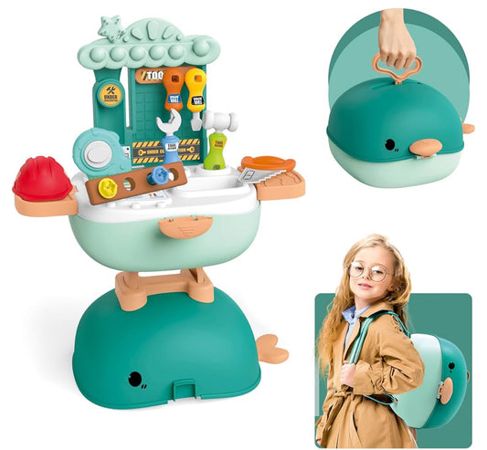 3-in-1 Role Play Tool Kit Set – Foldable Backpack, Pretend Play School Bag for Kids (27 Pcs)