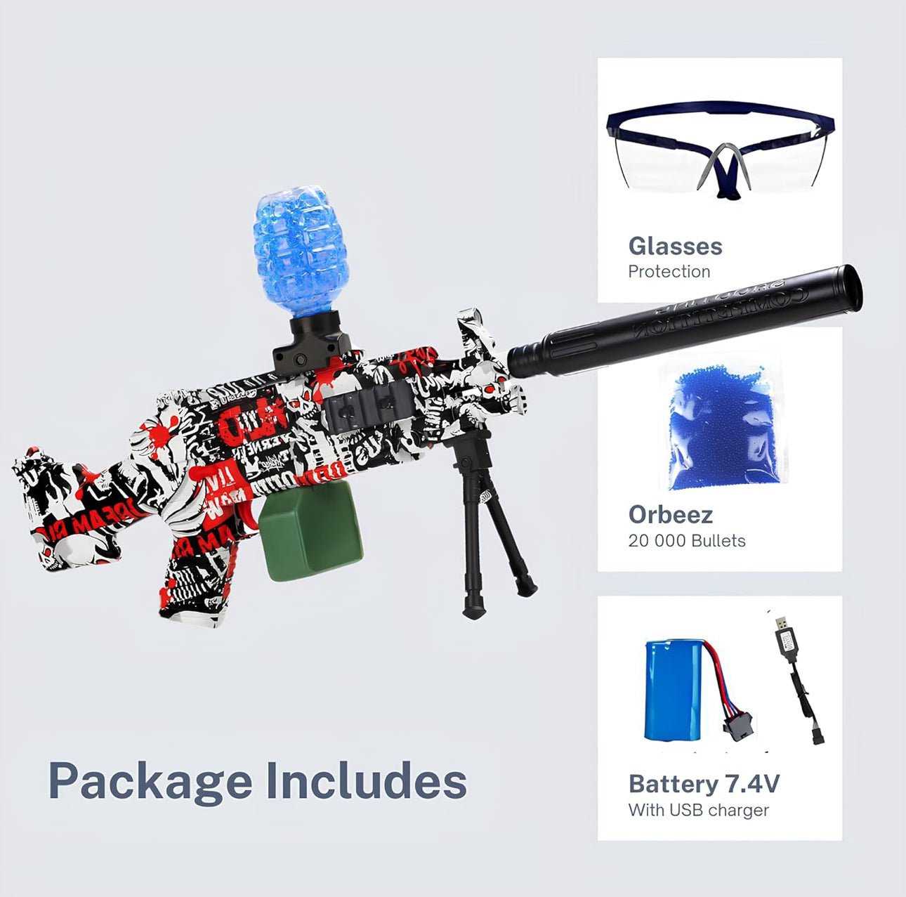 Gel Blaster Machine Gun Machine Gun M249 - Automatic Electric Water Ball Gun