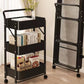MHome 3-Tier Foldable Metal Kitchen Trolley – Utility Shelf on Wheels