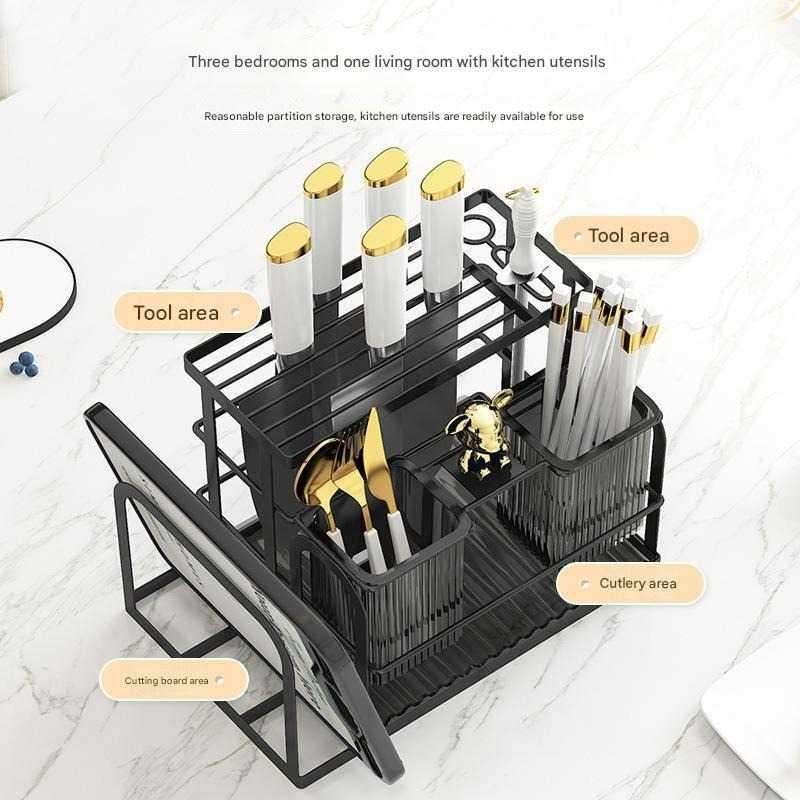 MHome Kitchen Knife & Utensil Holder Rack – Multi-Functional Storage Organizer
