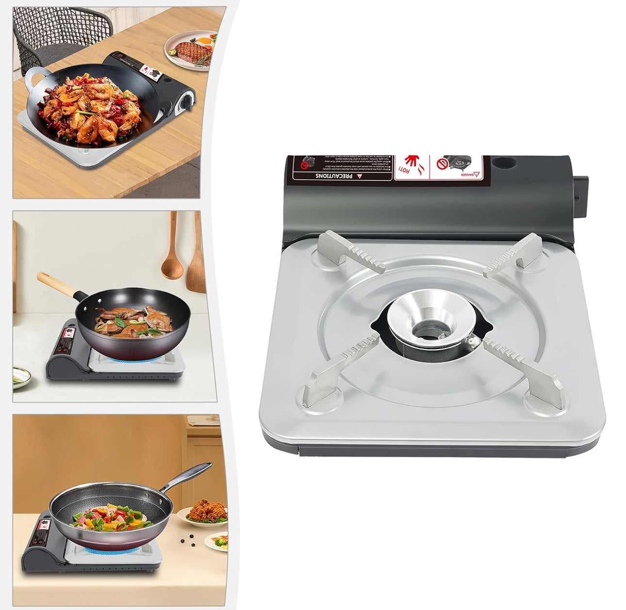 Safy Butane Camping Stove with Portable Case, High-Power Portable BBQ Grill Butane Camping Stove for Backpacking, Beach Parties & Outdoor Cooking