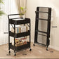 MHome 3-Tier Foldable Metal Kitchen Trolley – Utility Shelf on Wheels