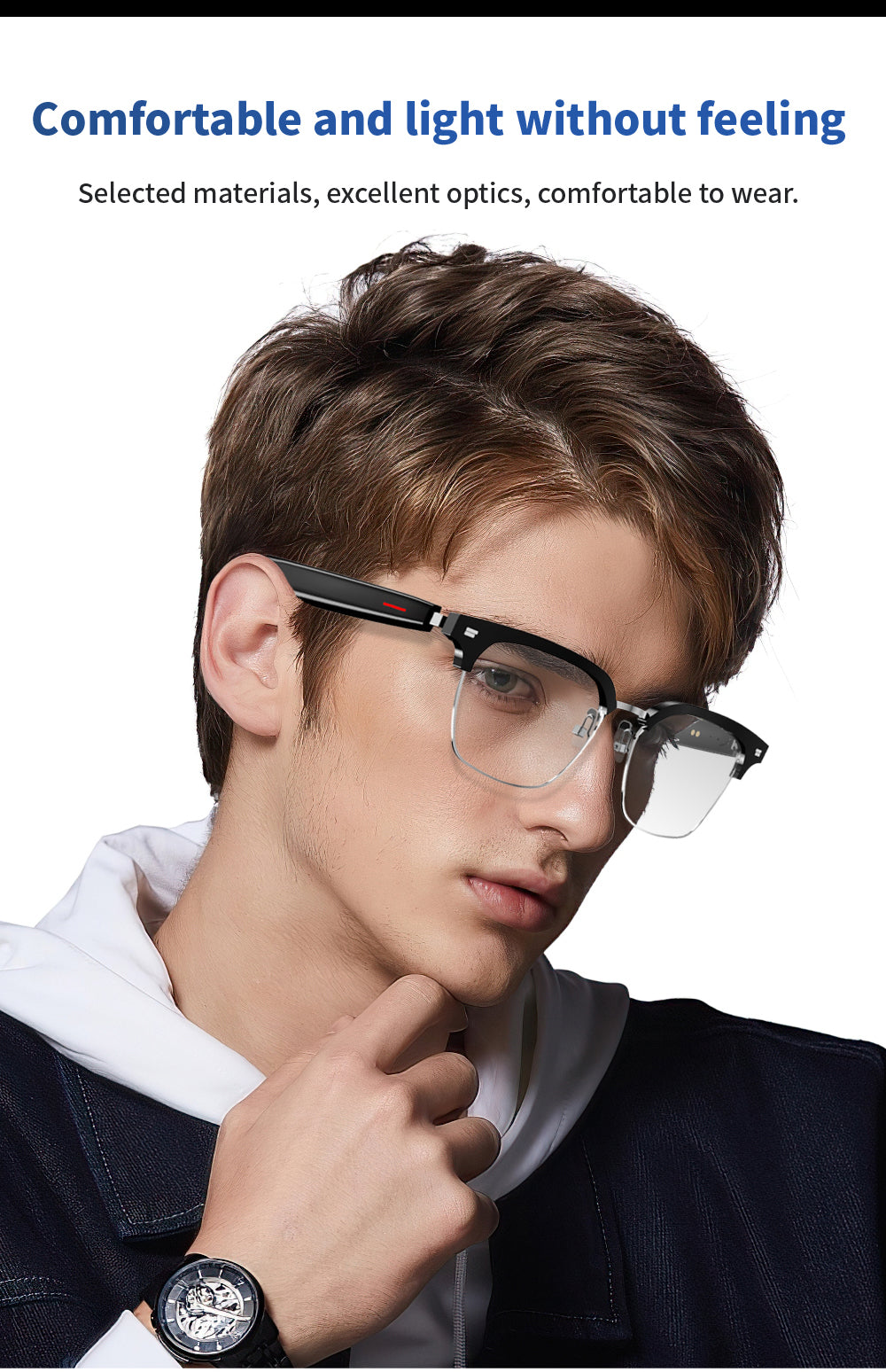 SENBONO E13 Waterproof Smart Glasses Wireless bluetooth Bone Conduction Glass Camera HD Music Audio Headset Eyewear