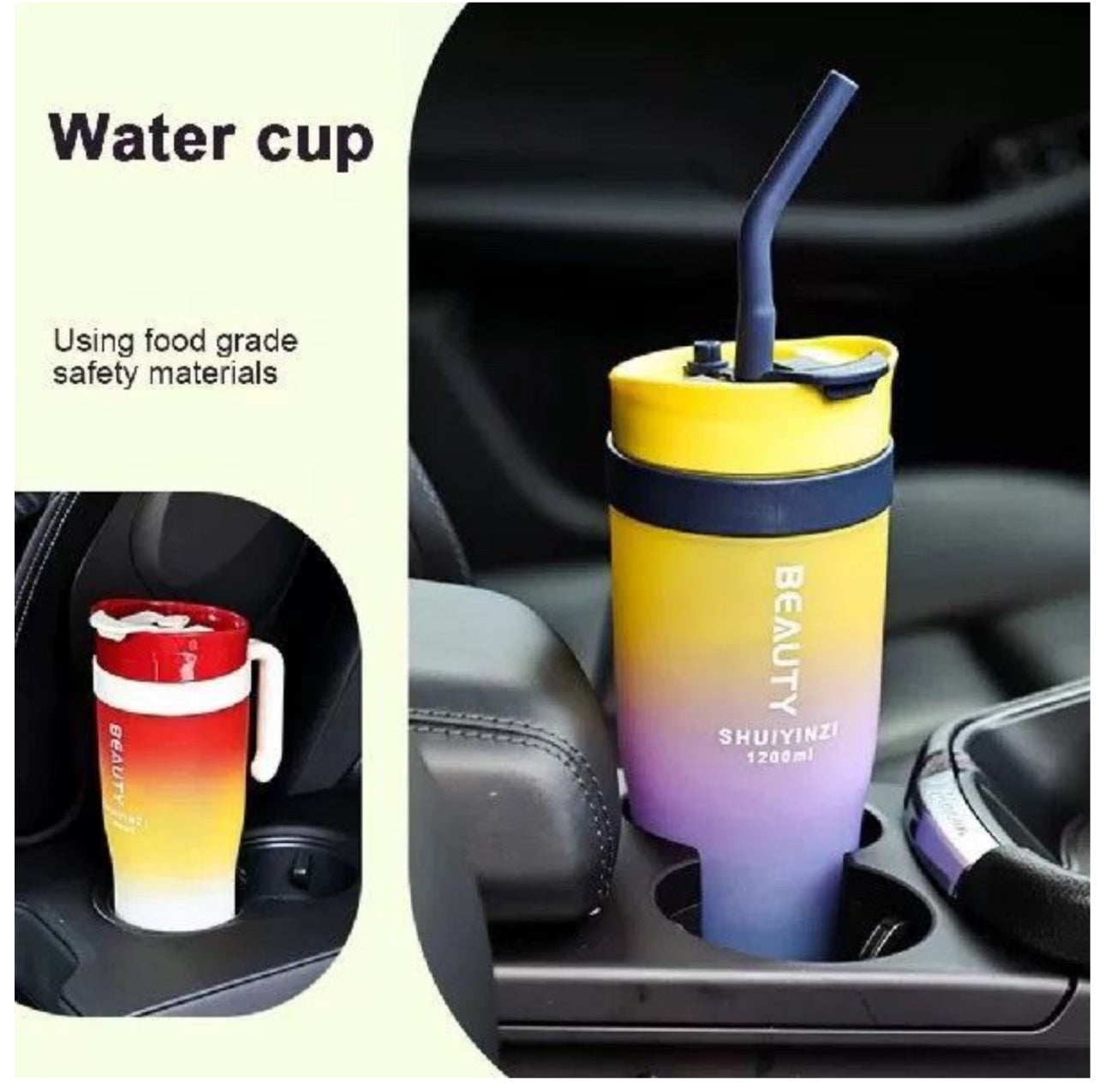MHome 3-Piece Water Bottles with Handle & Straw in Dazzling Colours