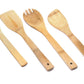 MHome 4 Pieces Pure Bamboo Wooden Solid Turner, Spatula, Slotted Spoon & Spoon Kitchen Essentials Cooking Utensils Tool Set