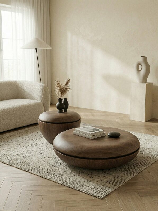 MFURN Designer Coffee Table Set 2pc Walnut