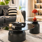 MFurn Nordic Modern Coffee Table with Sleek European-Style Design Clear Glass Top and Wood Panel for Living Rooms