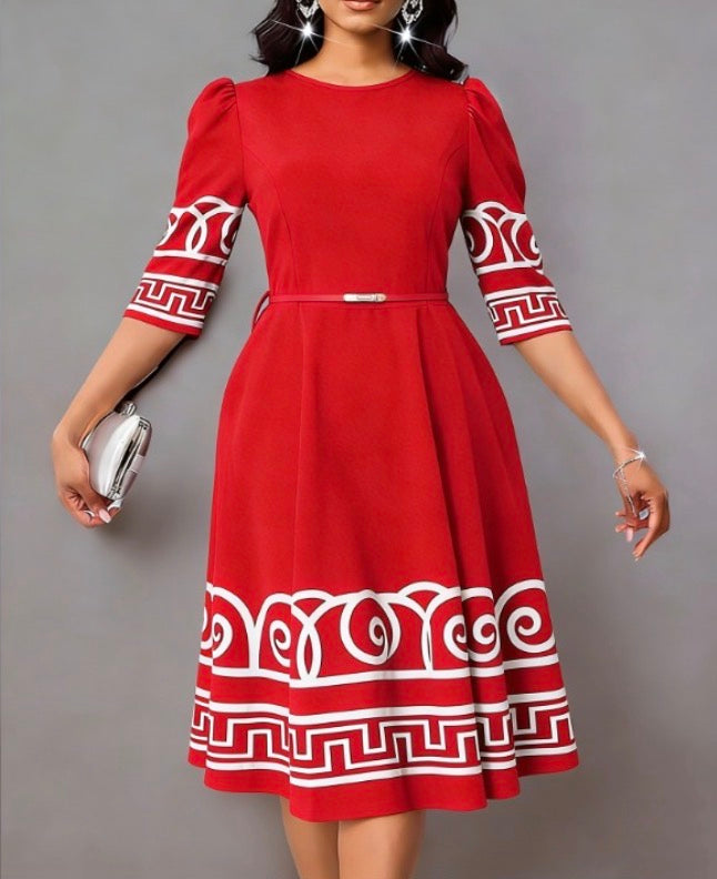 Ladies Elegant Fit-and-Flare MIDI Dress-Various Colours