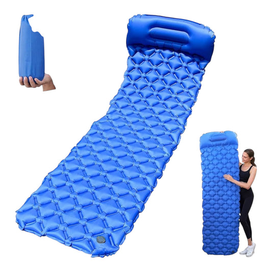 MHome Inflatable Camping Sleeping Pad Multipurpose Foldable Travel Mattress with Pillow for Picnic and Hiking Inc Foot Pump