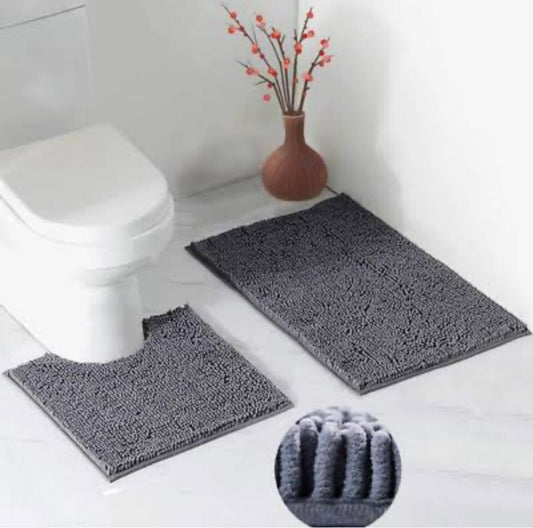 Bath Mat Set 2 Pieces, 20 * 31'' Bathroom Mat and 20 * 20'' U Shape Toilet Rug with Non Slip Adhesive Bottom, Bath Rug for Floor Tub Shower Bedroom, Machine Washable