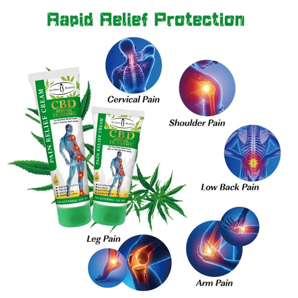 CBD Pain Relief Cream – 10,000mg Hemp Extract | Fast-Acting Relief for Muscle, Joint & Inflammation (100ml)