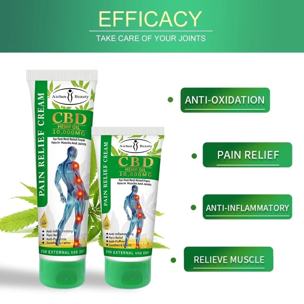 CBD Pain Relief Cream – 10,000mg Hemp Extract | Fast-Acting Relief for Muscle, Joint & Inflammation (100ml)