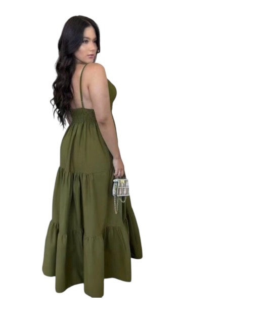 Ladies Summer Sleeveless V-Neck Dress-Various Colours