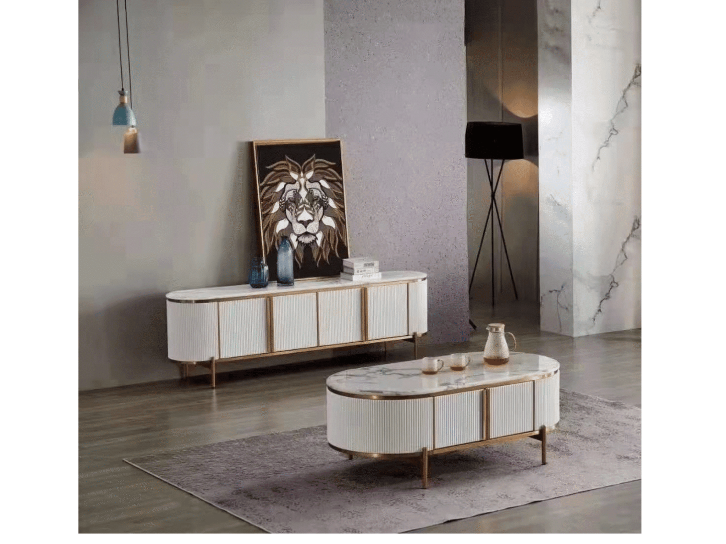MFurn Primo Collection TV Stand & Coffee Table Combo 2pc Set