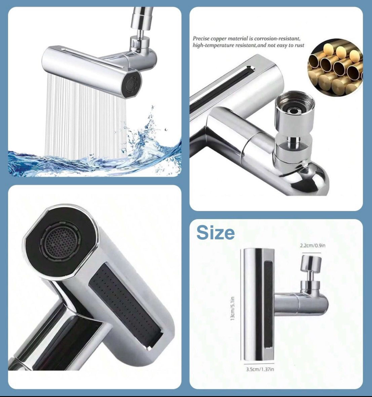 Faucet Extender Bathroom Sink Swivel Attachment Anti Splash -Rain Type