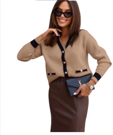 Ladies V-Neck Knitted Cardigan-Various Colours