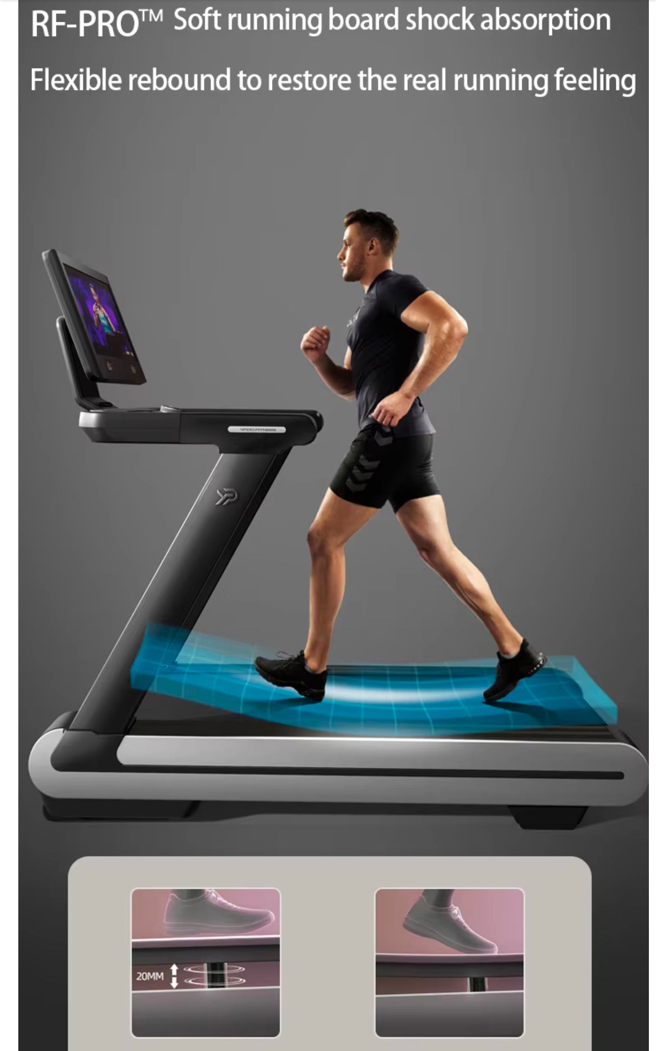 Pro-Sportz MX Commercial Treadmill 21.5” HD Touch Screen, Bluetooth, AC Motor, RF-Pro Suspension & Auto Incline For Premium Fitness