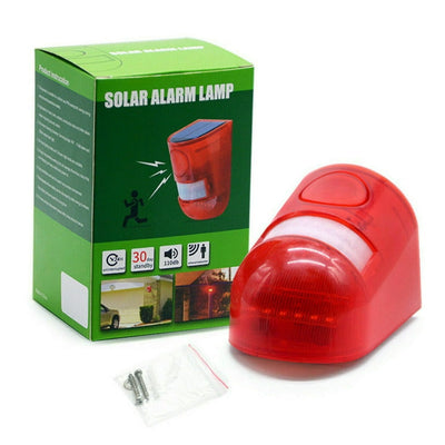 MHome Solar-Powered Security Alarm with 129Db Siren 6 LED Flashing Warning 400Mah Rechargeable Lithium