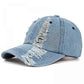 Unisex Ripped Distressed Denim Baseball Cap Trucker Hat Adjustable, Blue or Black Colours