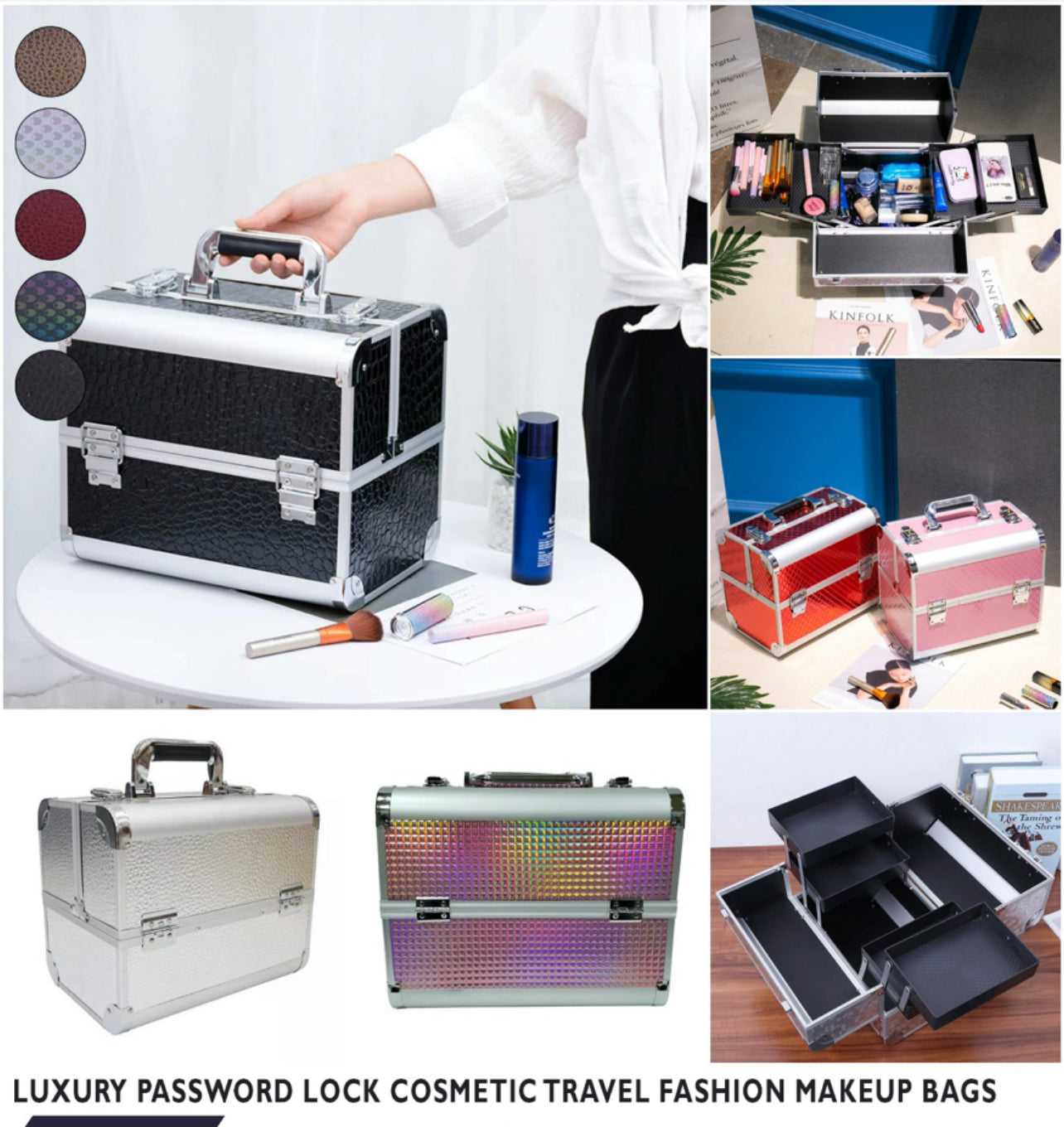 Luxury Travel Makeup Bag With Password Lock