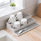 Smart Design 3-Tier Plastic Spice Rack - Non-Slip Lining and Feet - BPA Free - Cupboard, Jars, Cans, Cabinet, Countertop, Pantry, Storage, Kitchen Organizer - White with Gray