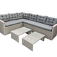 MFurn Marseille 6-Seater Modular Rattan Patio Corner Lounge Set – Grey
