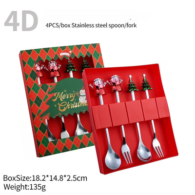 MHome Christmas Theme Cutlery Set 4pc in Gold or Silver Options