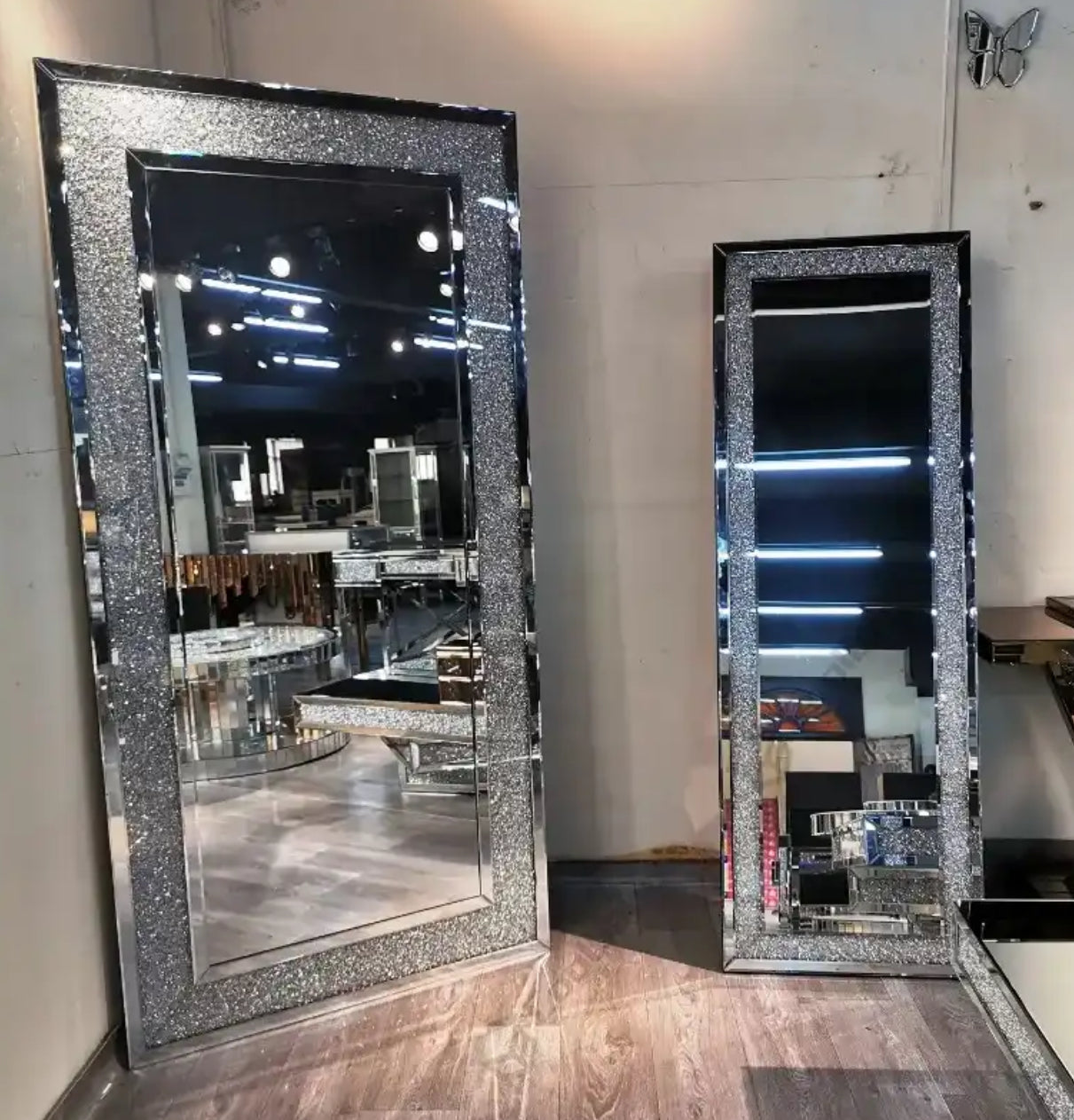 Crushed Diamond Large Rectangular Glass Mirror 2x1M Various Options