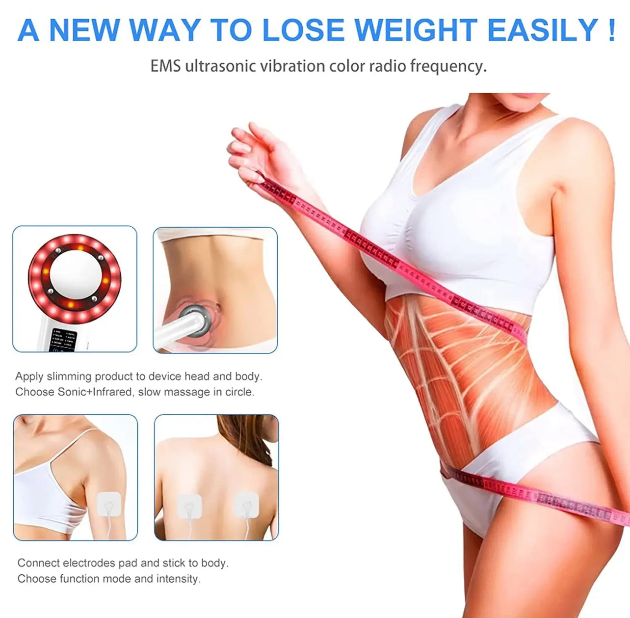 Body Slimming 8-IN-1 Machine ,Anti-Cellulite Fat Burner Skin Lift Tighten Massager - Available In Black or White