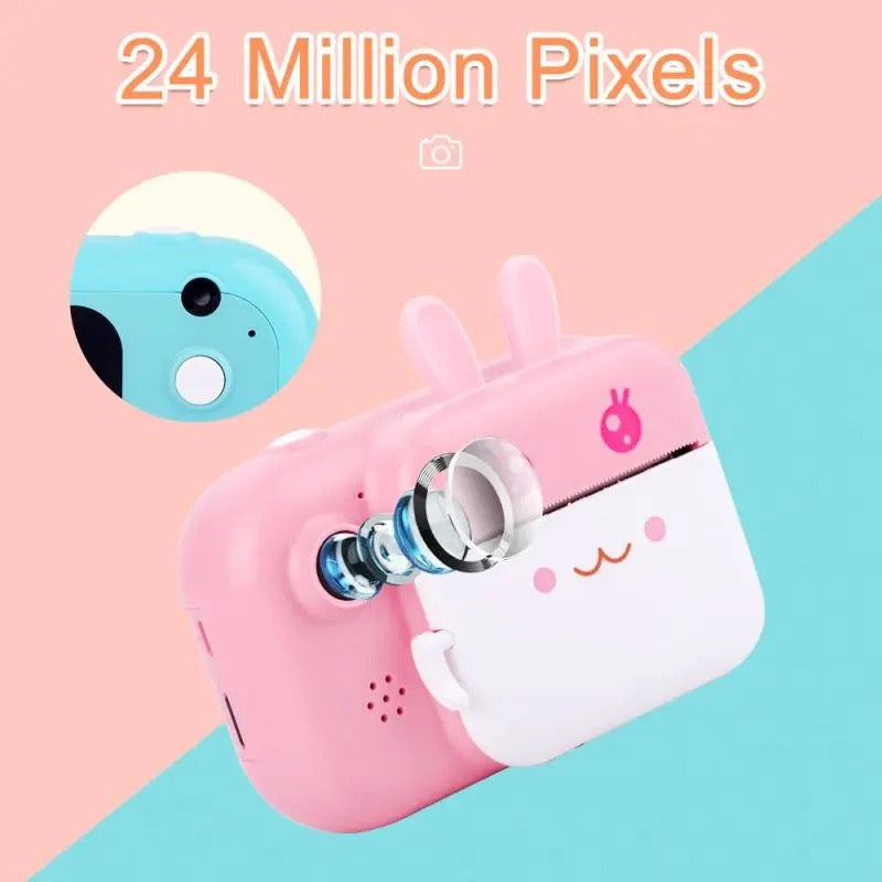 Children's Camera Children's Camera Children Instant Print Camera Cartoon Photography Portable 1080P HD Kids Camera Toy with Thermal Photo Paper 16GB TF Card