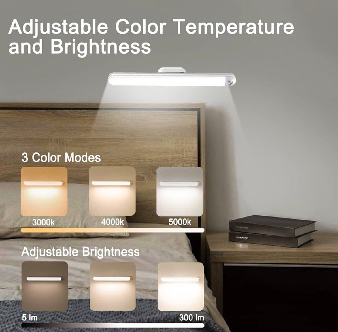 MTech Bunk Bed Lights Dimmable Touch Light Bar Adjustable Color Temperature, Wireless Stick on Lighting for Kids, Wall Reading, Headboard Lamp, Bedroom, Closet, Under Cabinet, 42cmLED Rechargeable