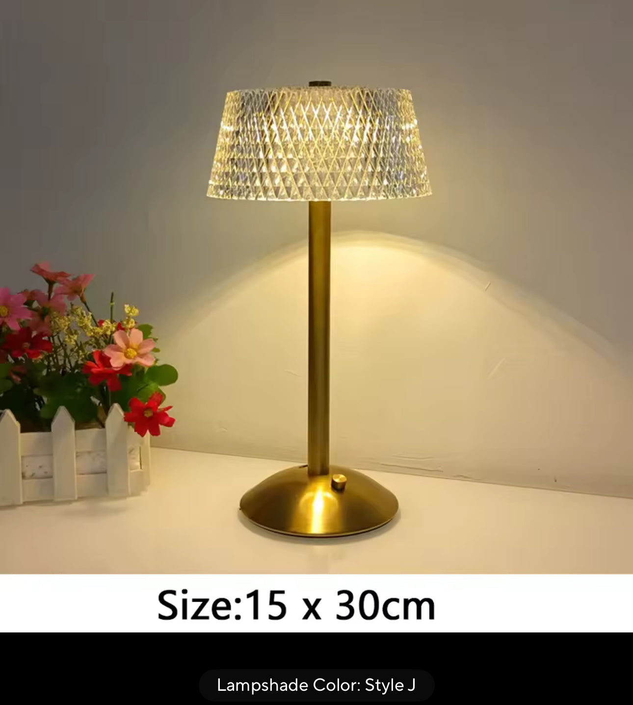MTech Nordic Crystal Rechargeable Table Lamp LED Bar Lamp Touch Dimmable Golden Desk Lamp Living Room Bedroom-Various Options