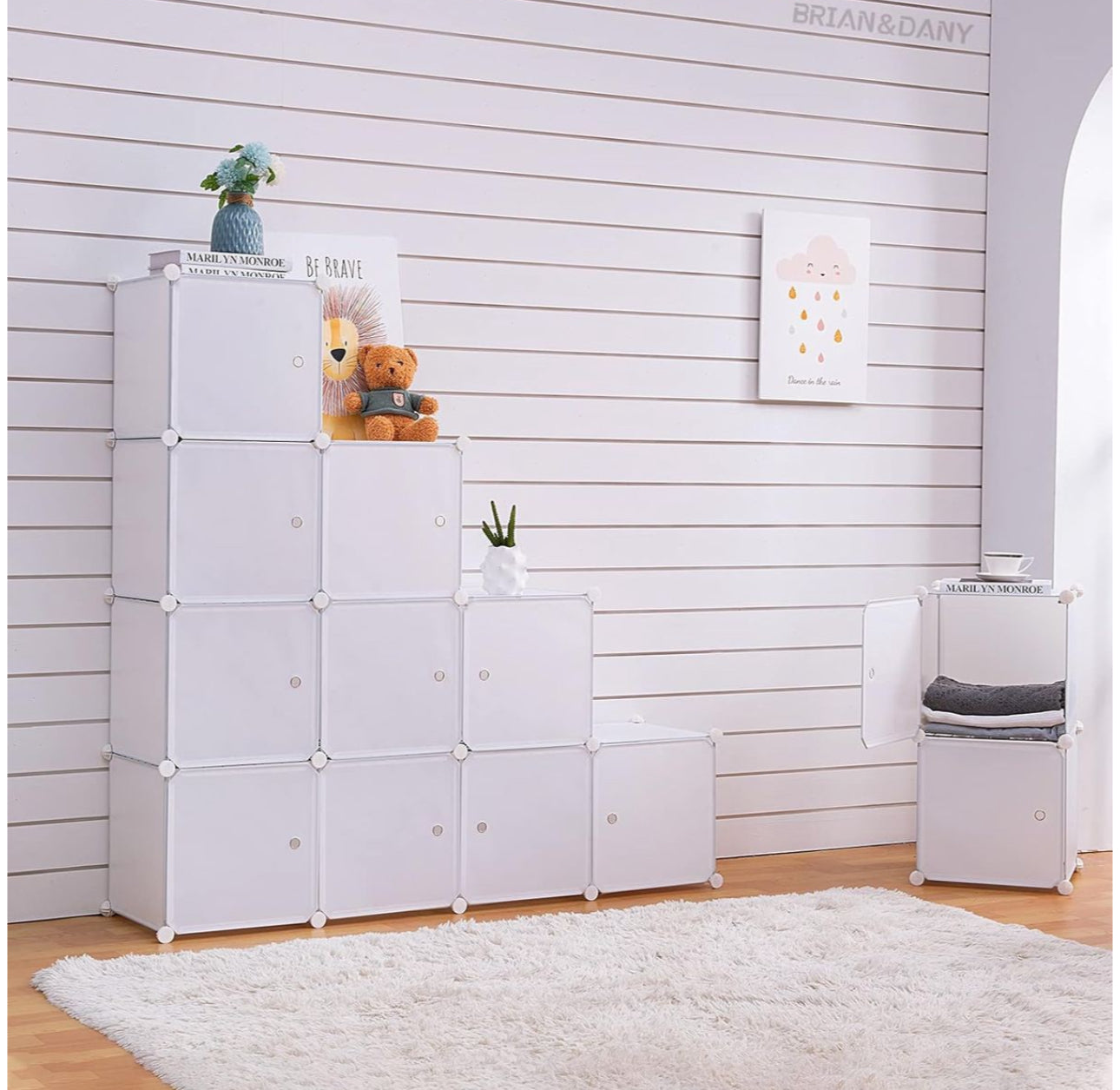 MHome Modern 12-Cube Modular Wardrobe – Portable Closet with Hanging Space