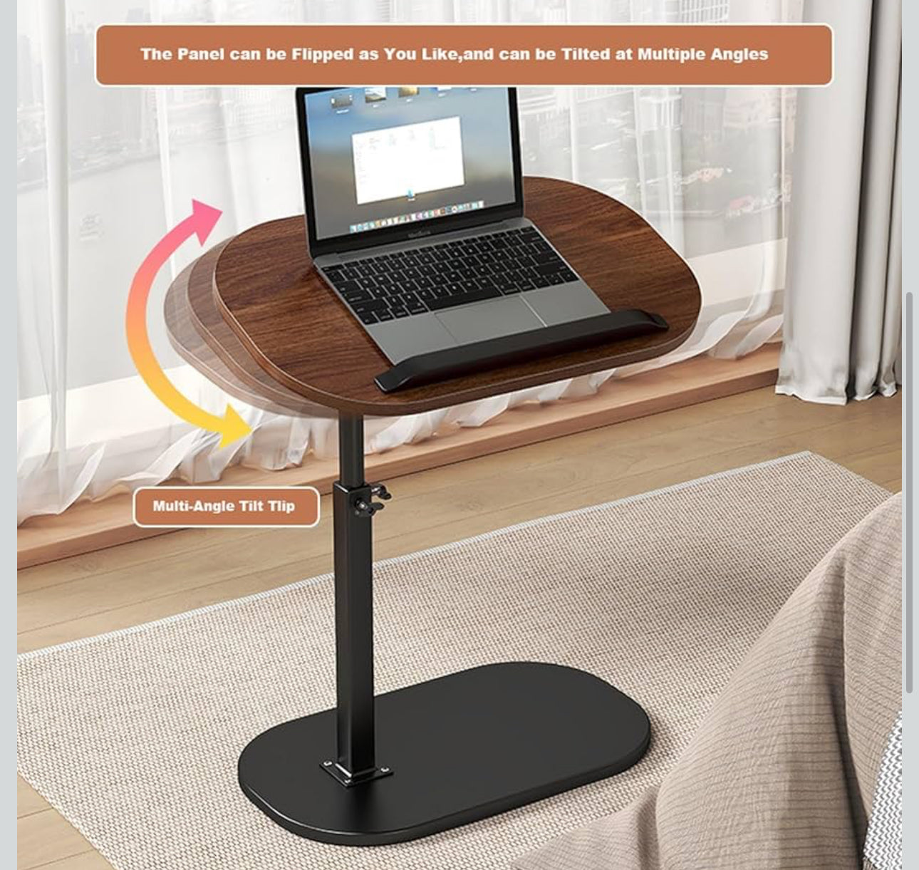 MFurn Contemporary C-Style Adjustable Table – Multi-Functional Laptop & Side Table (Various Colours)