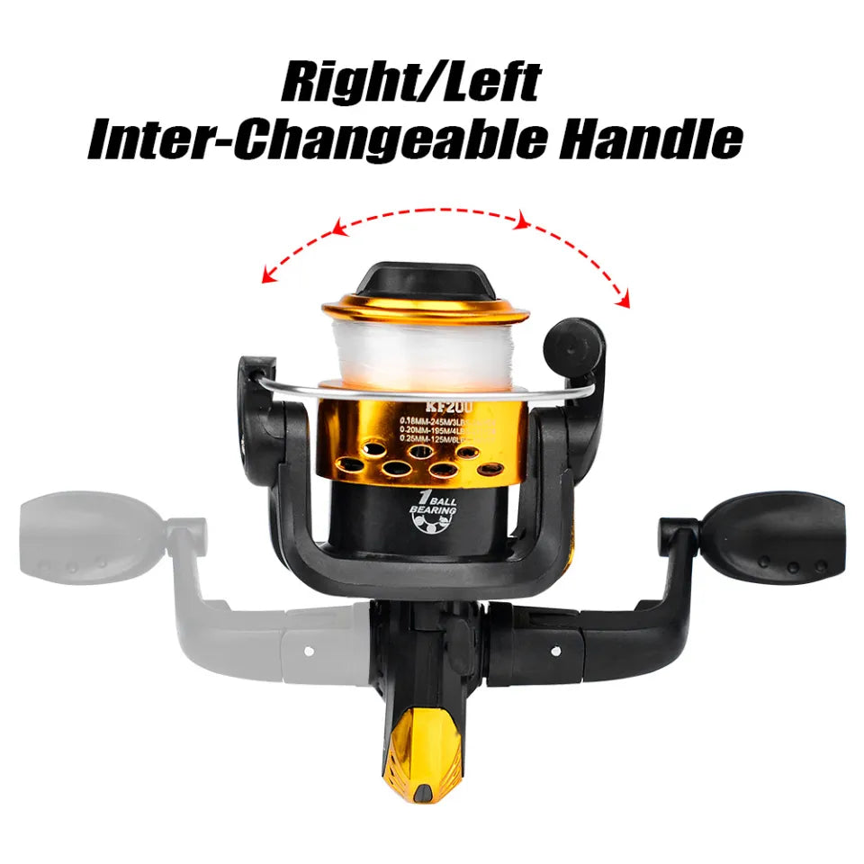 Mini Spinning Reel Lightweight Wheel 5.2:1 Gear Ratio 1BB Small Fishing Reel with Fishing Line Salt Water Fishing Equipment