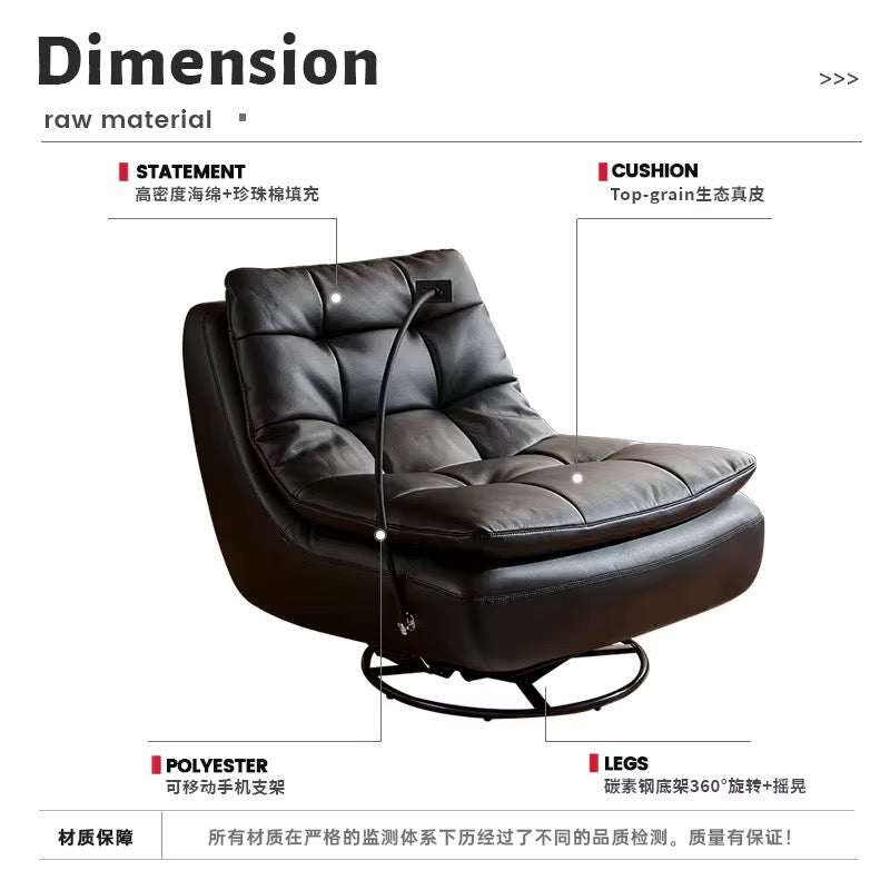 MFurn Modern Italian-style single sofa, suitable for bedroom, living room, and balcony; rocking and swivel beanbag chair; can be used for sleeping or reclining-Various Options