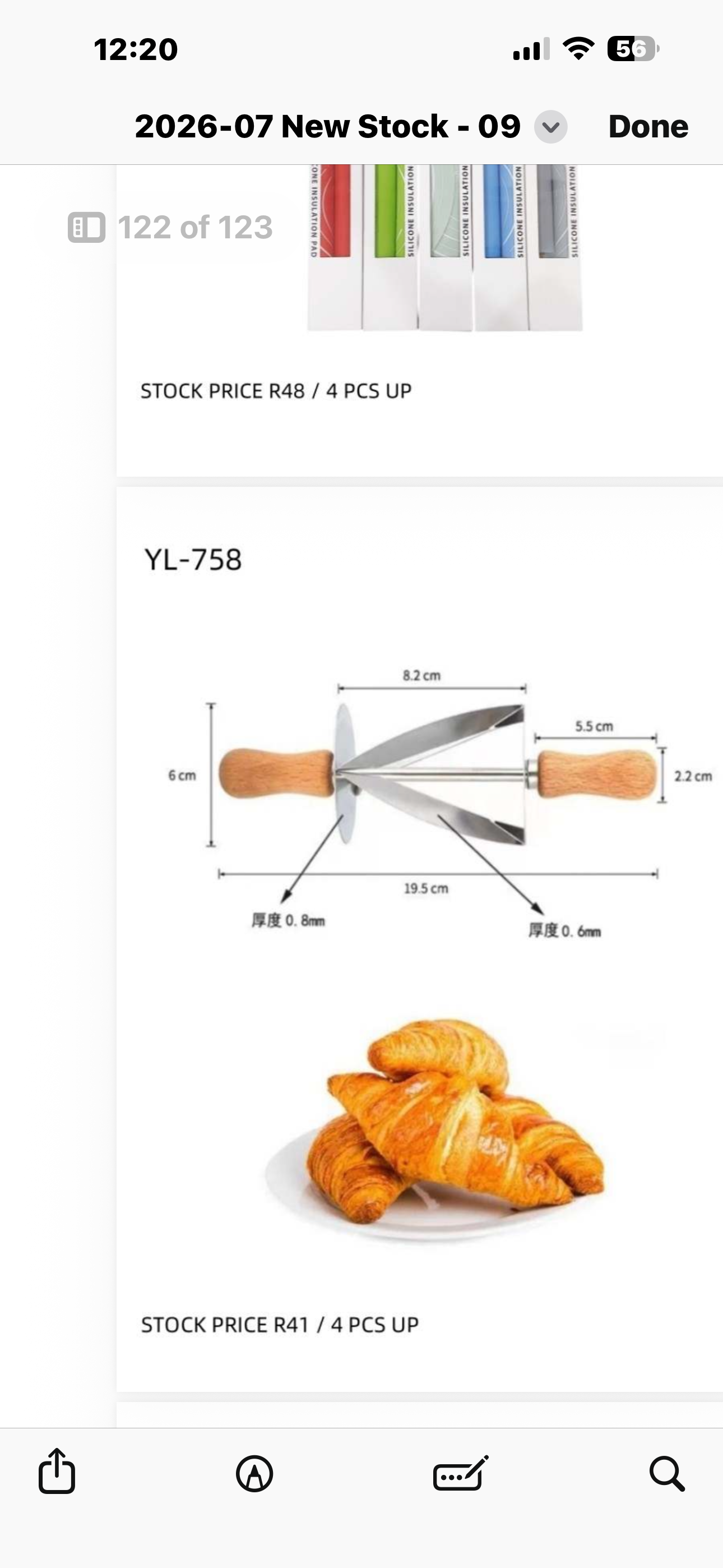 MHome Stainless Steel Croissant Rolling Cutter Bread Dough Pastry Making Tool with Wooden Handle