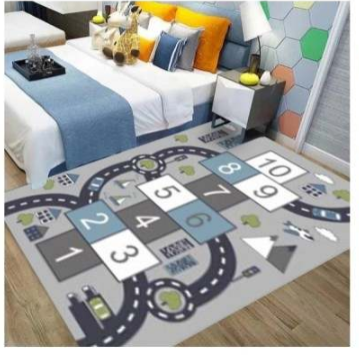 Children Playroom Rug Cartoon Track Traffic Map Carpets