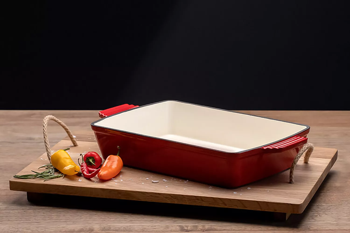 Ceramic Casserole Cast Iron Roaster - 33cm