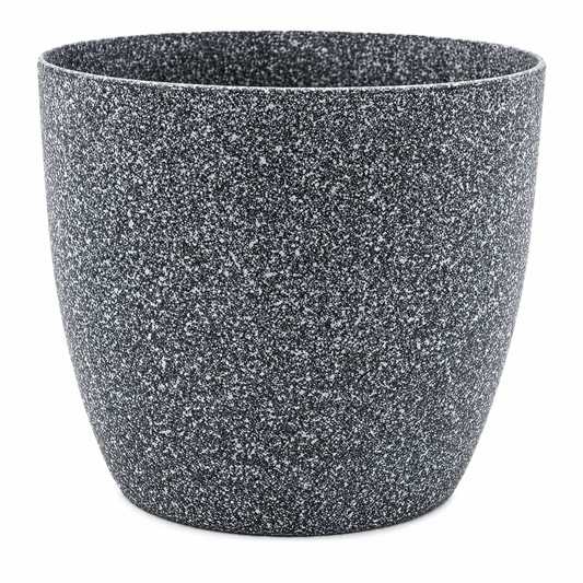 Modern PVC Plastic Round Speckled Granite-Effect Planter