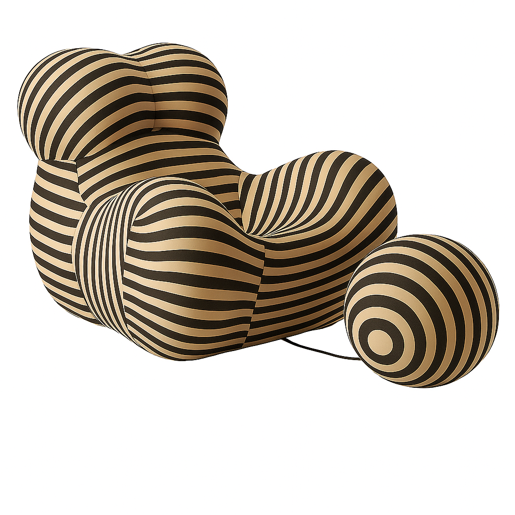 MFurn Striped Modern Lounge Chair with Ottoman – Designer Bubble Chair