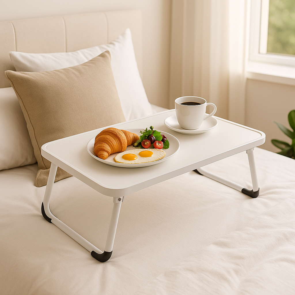 MFurn Premium Folding Laptop & Bed Table – Aluminum Alloy Frame + Density Board